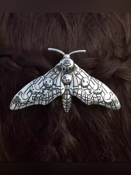 Silver Moth Hair Clip